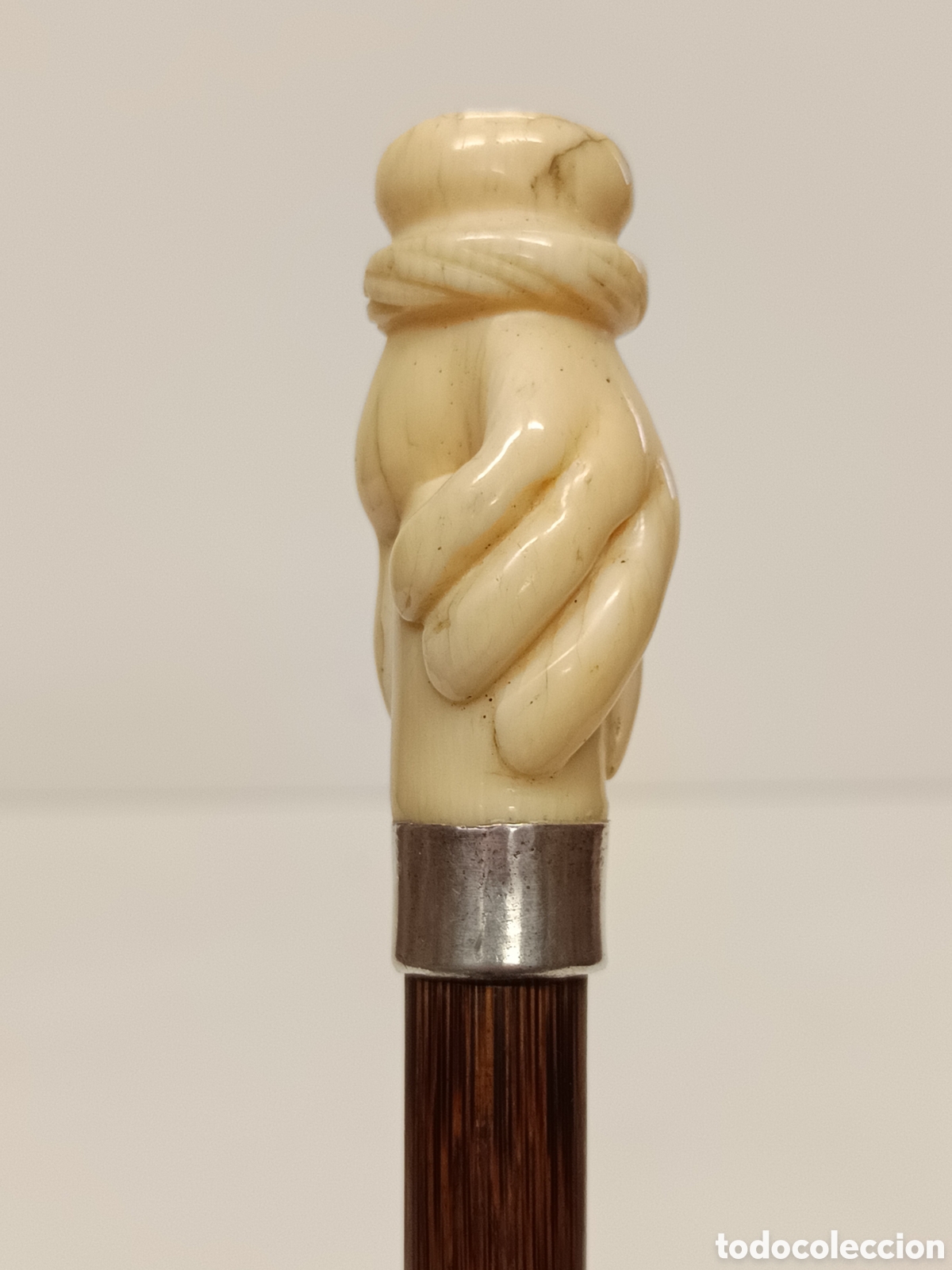 Antig&uuml;edades: Bast&oacute;n madera Partridgewood, plata y marf - Foto 5