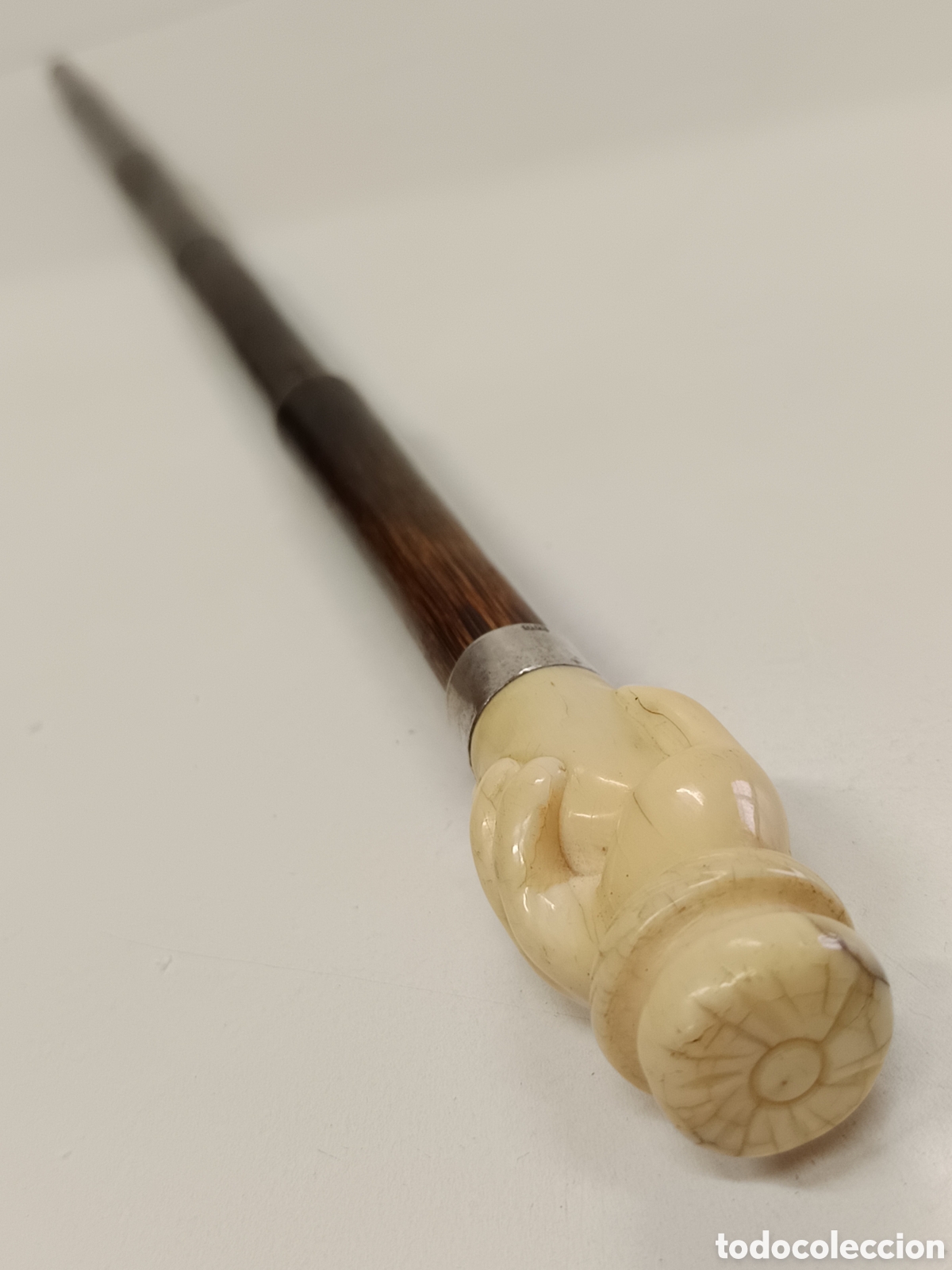 Antig&uuml;edades: Bast&oacute;n madera Partridgewood, plata y marf - Foto 6