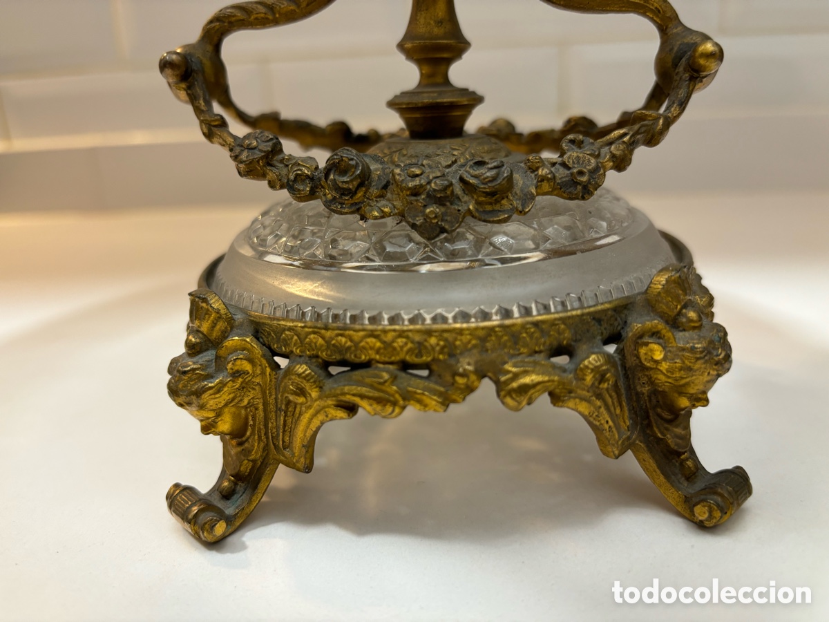 Antig&uuml;edades: Antiguo frutero centro de mesa de bronce estilo imperio - Foto 4