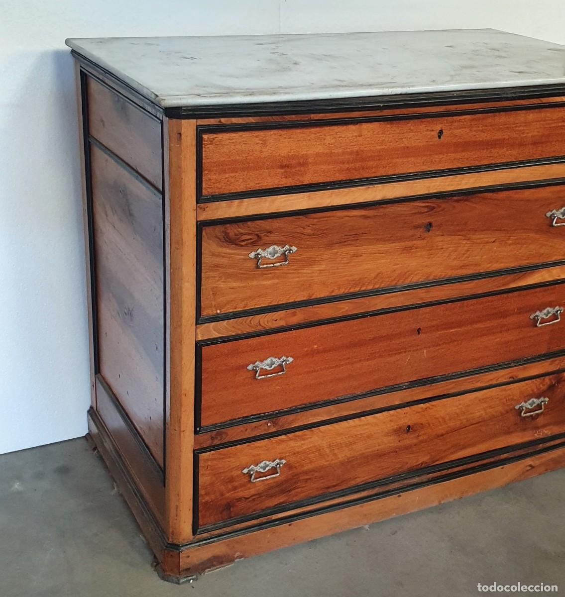 Antig&uuml;edades: Antigua c&oacute;moda cajonera con m&aacute;rmol - Foto 5