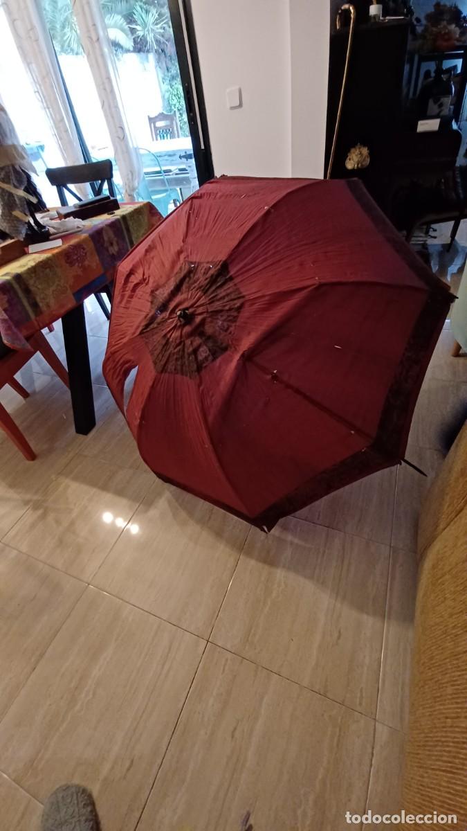 Antig&uuml;edades: Paraguas de obispo de seda rosa. - Foto 4