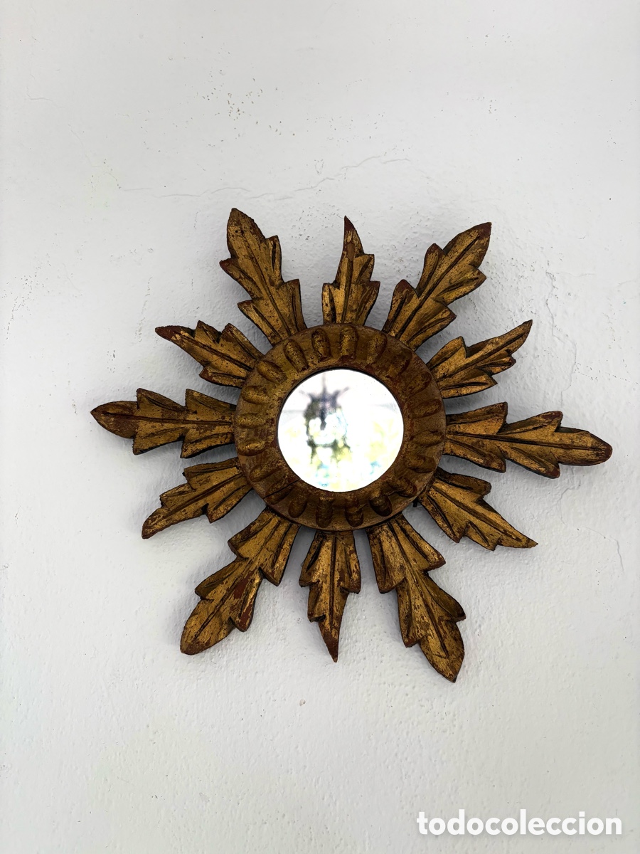 Antig&uuml;edades: PEQUE&Ntilde;O ESPEJO SOL MADERA. - Foto 5