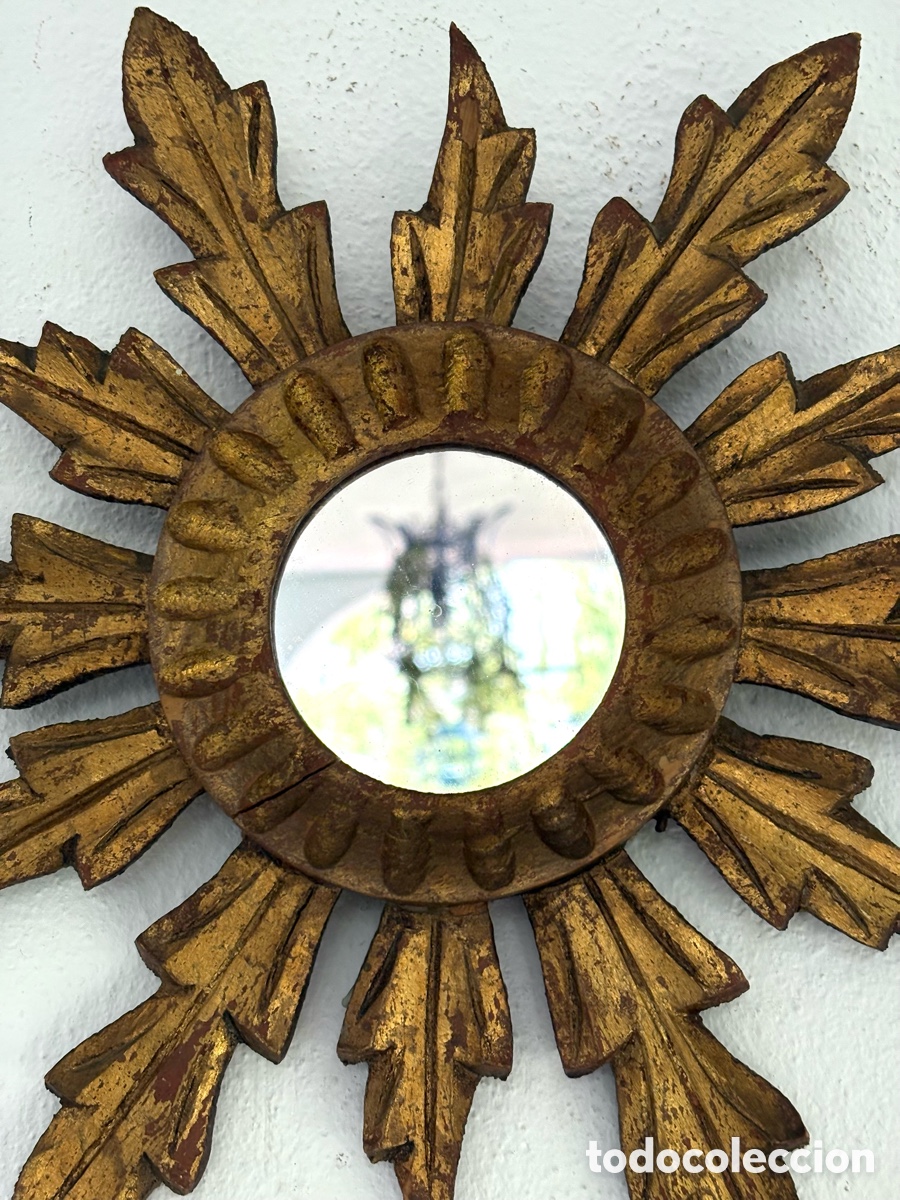Antig&uuml;edades: PEQUE&Ntilde;O ESPEJO SOL MADERA. - Foto 6