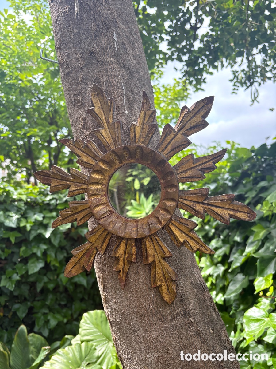 Antig&uuml;edades: PEQUE&Ntilde;O ESPEJO SOL MADERA. - Foto 7