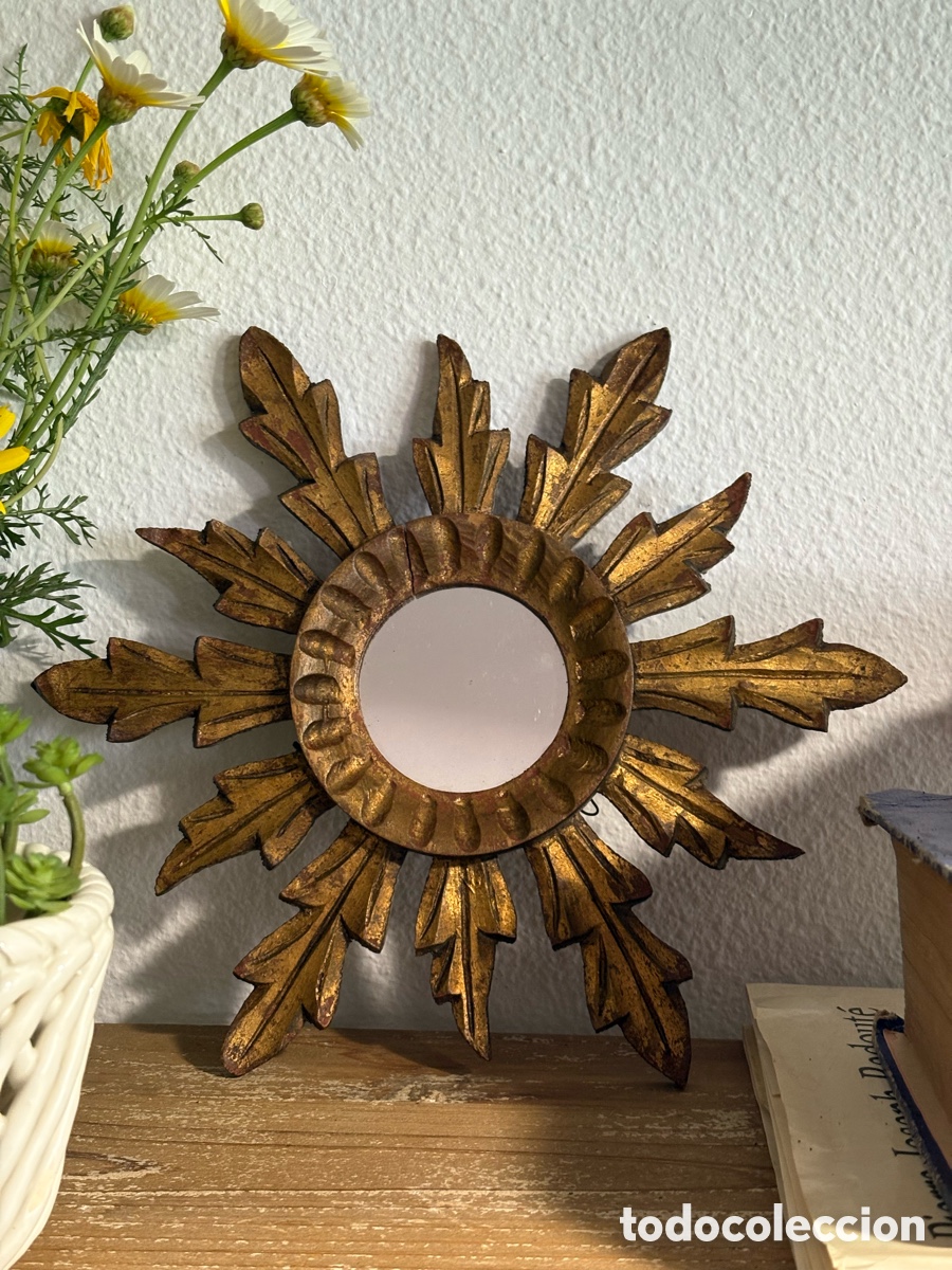 Antig&uuml;edades: PEQUE&Ntilde;O ESPEJO SOL MADERA. - Foto 15
