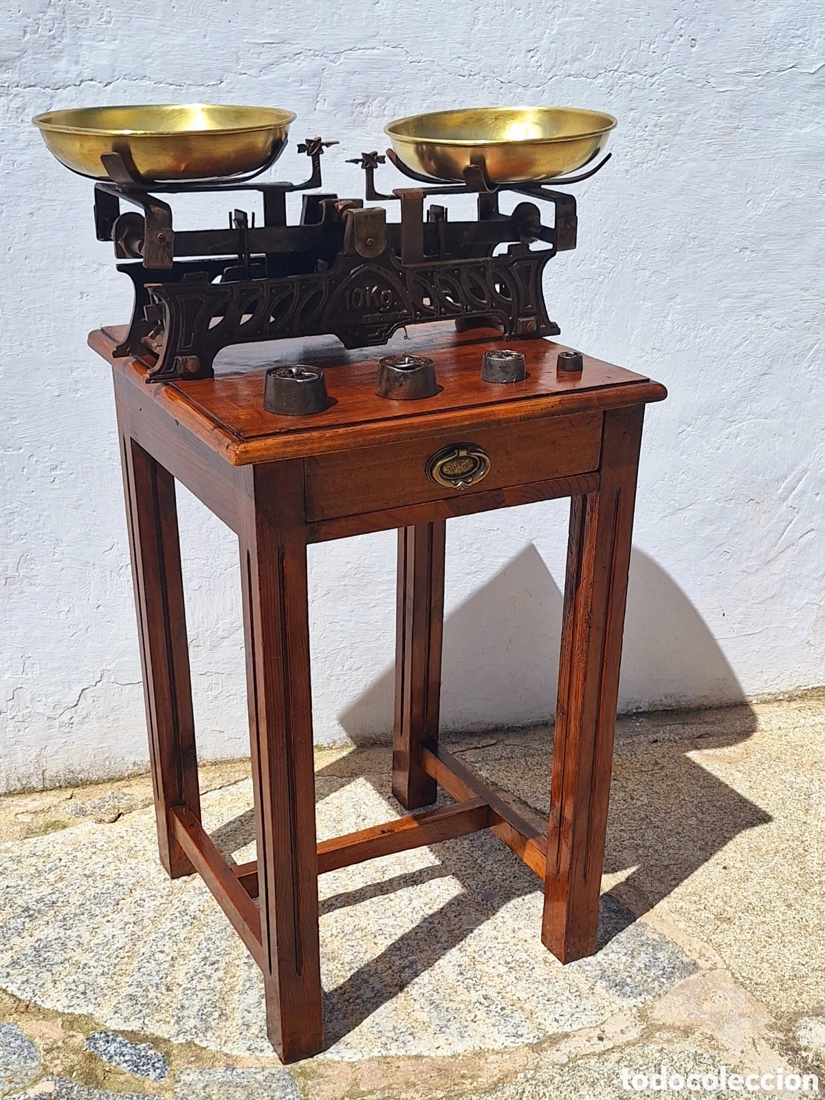 Antig&uuml;edades: Peso antig&uuml;o de comercio con mesa - Foto 5
