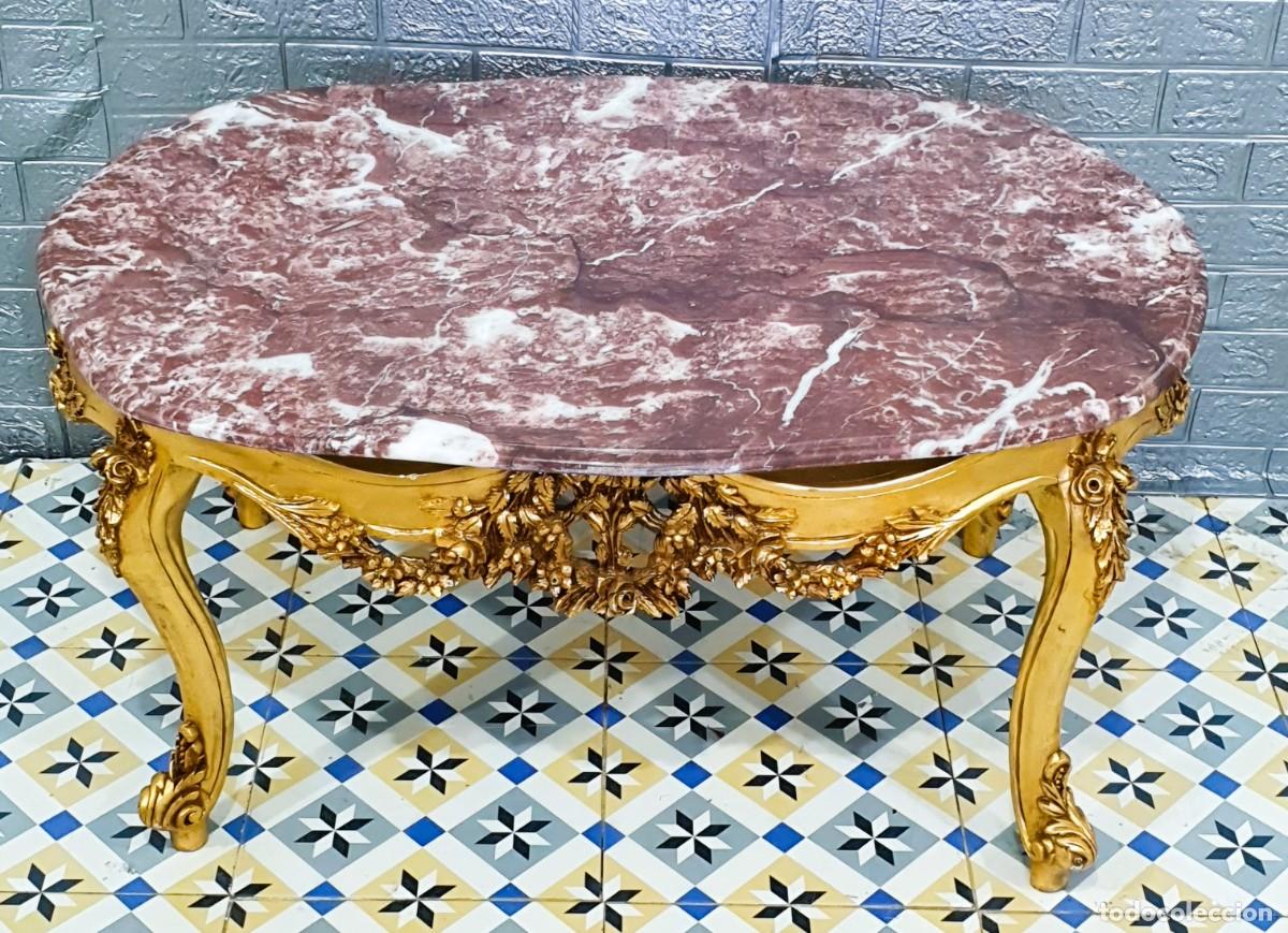 Antig&uuml;edades: Conjunto sof&aacute; con dos sillones estilo Luis XV madera en pan de oro REF LM - Foto 20