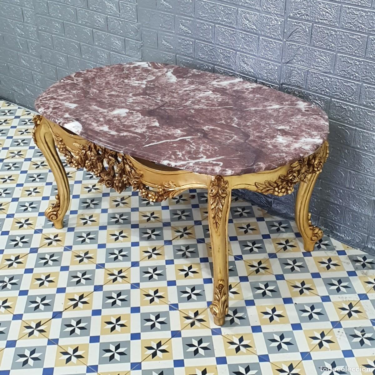Antig&uuml;edades: Conjunto sof&aacute; con dos sillones estilo Luis XV madera en pan de oro REF LM - Foto 21