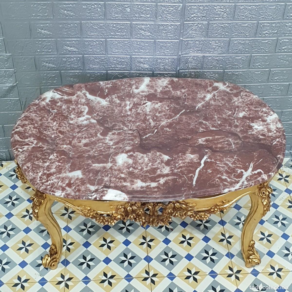 Antig&uuml;edades: Conjunto sof&aacute; con dos sillones estilo Luis XV madera en pan de oro REF LM - Foto 24