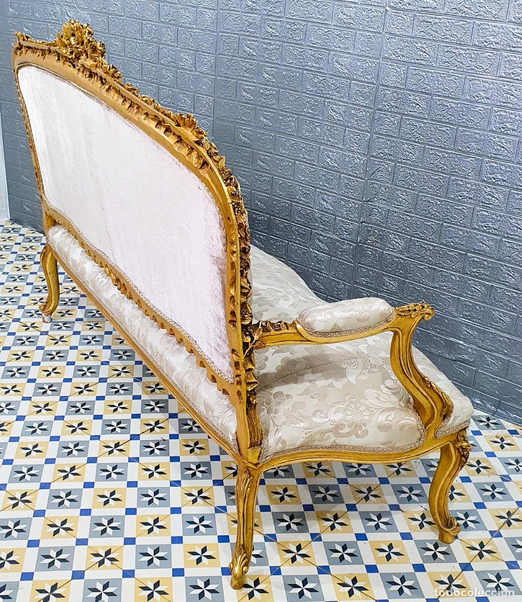 Antig&uuml;edades: Sof&aacute; estilo Luis XV madera y pan de oro - Foto 7
