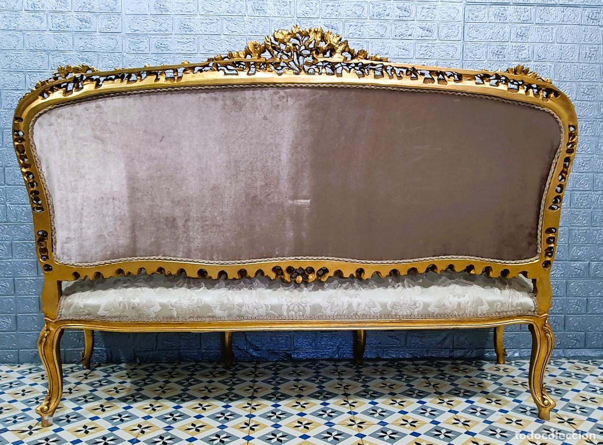 Antig&uuml;edades: Sof&aacute; estilo Luis XV madera y pan de oro - Foto 8