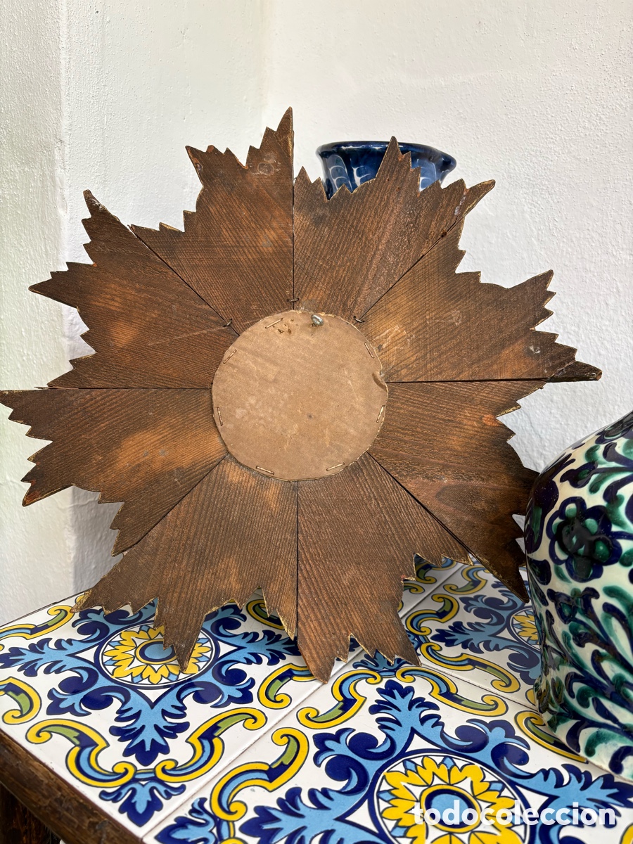 Antig&uuml;edades: ANTIGUO ESPEJO SOL MADERA - Foto 3