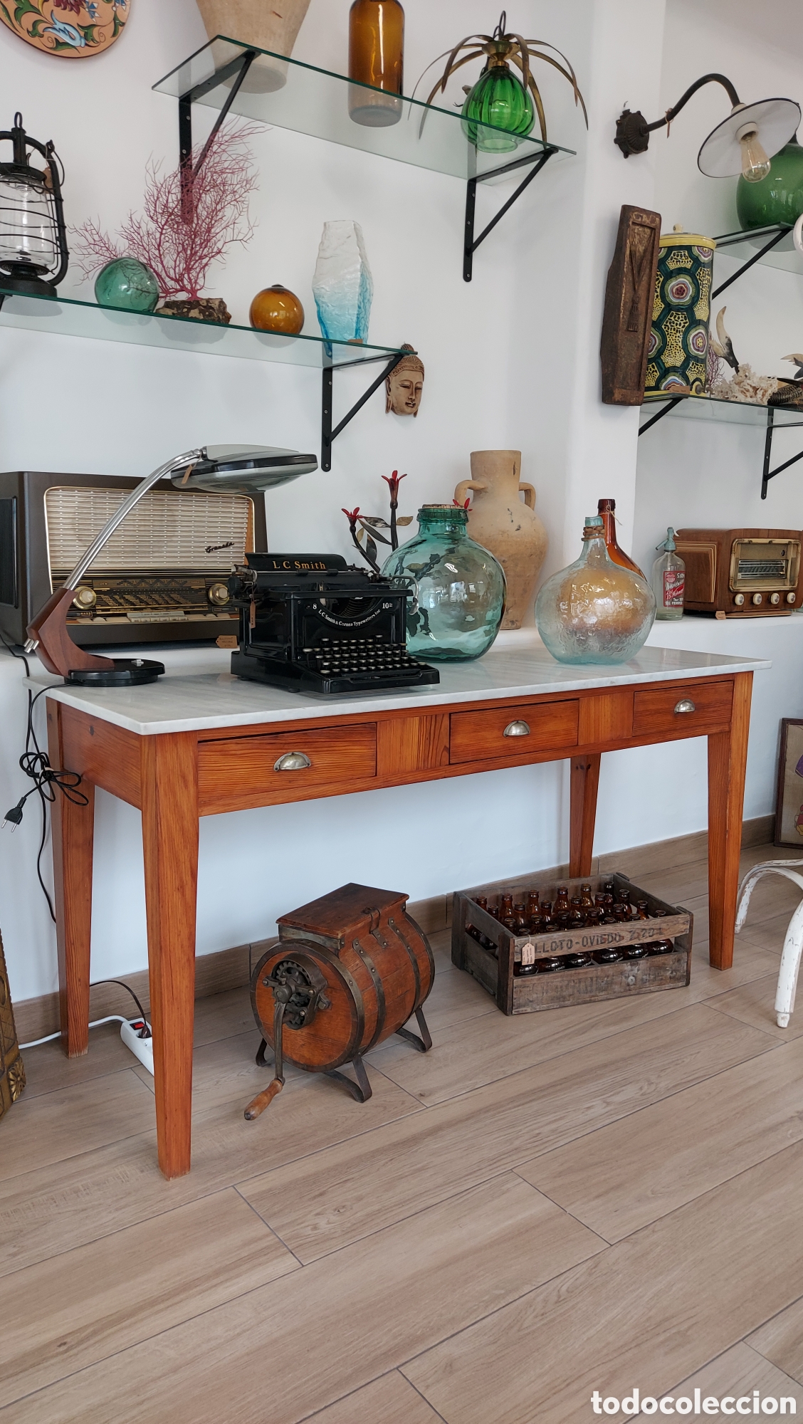 Antig&uuml;edades: Mesa de biblioteca a&ntilde;os 50 - Foto 7
