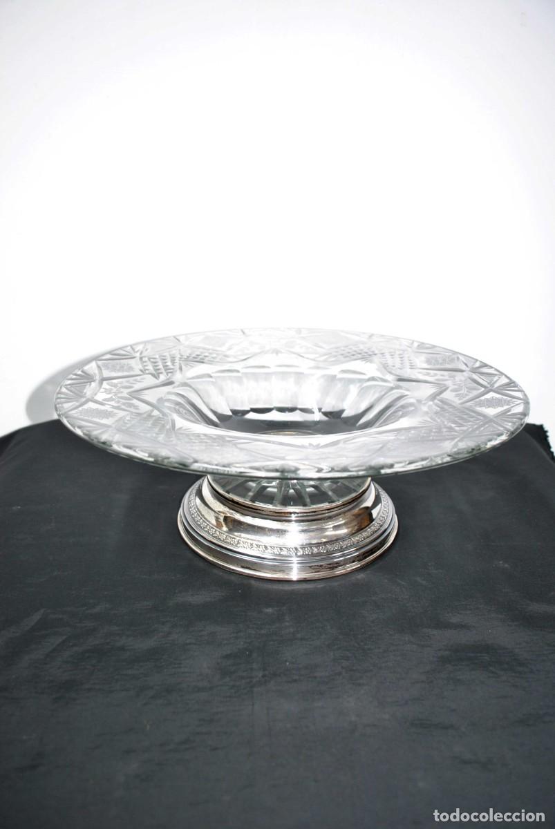 Antig&uuml;edades: FRUTERO DE CRISTAL CON BASE DE PLATA - Foto 1