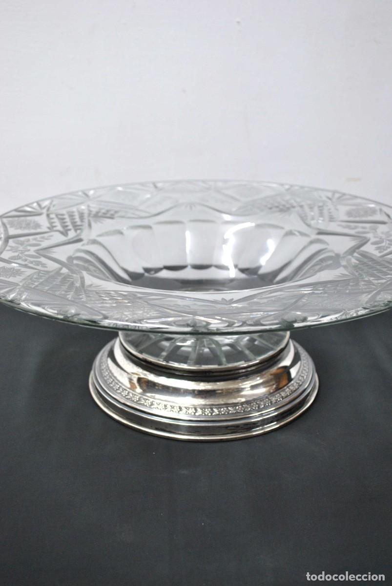 Antig&uuml;edades: FRUTERO DE CRISTAL CON BASE DE PLATA - Foto 2