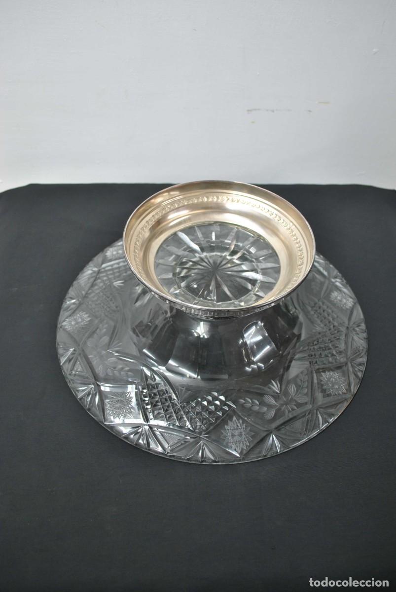 Antig&uuml;edades: FRUTERO DE CRISTAL CON BASE DE PLATA - Foto 4
