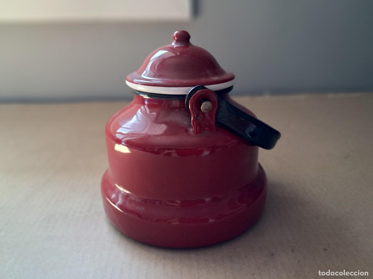 Antig&uuml;edades: CAFETERA ROJA OSCURA ESMALTADA - Foto 4