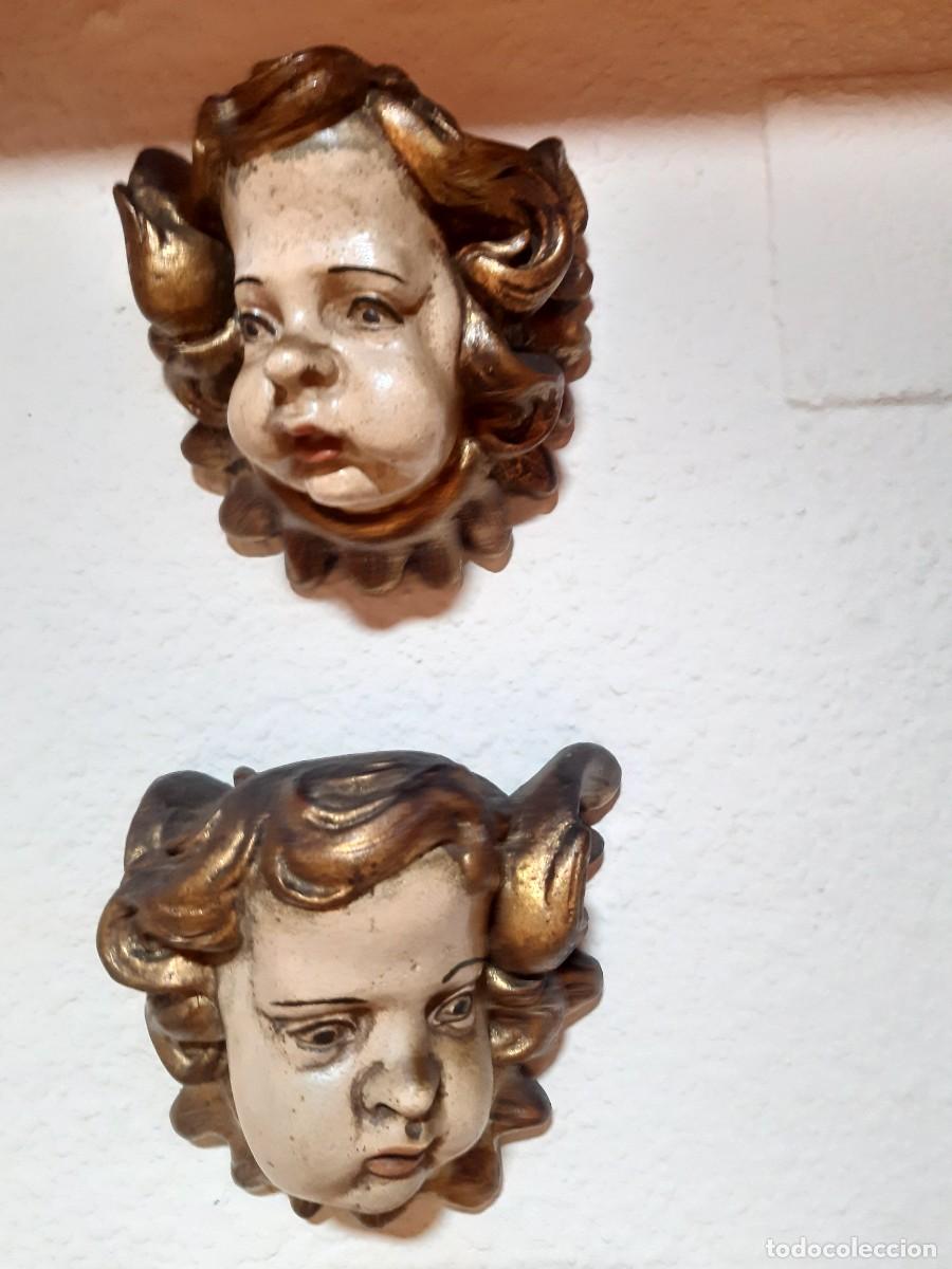 Antig&uuml;edades: PAREJA DE CABEZAS DE ANGELITOS - Foto 1
