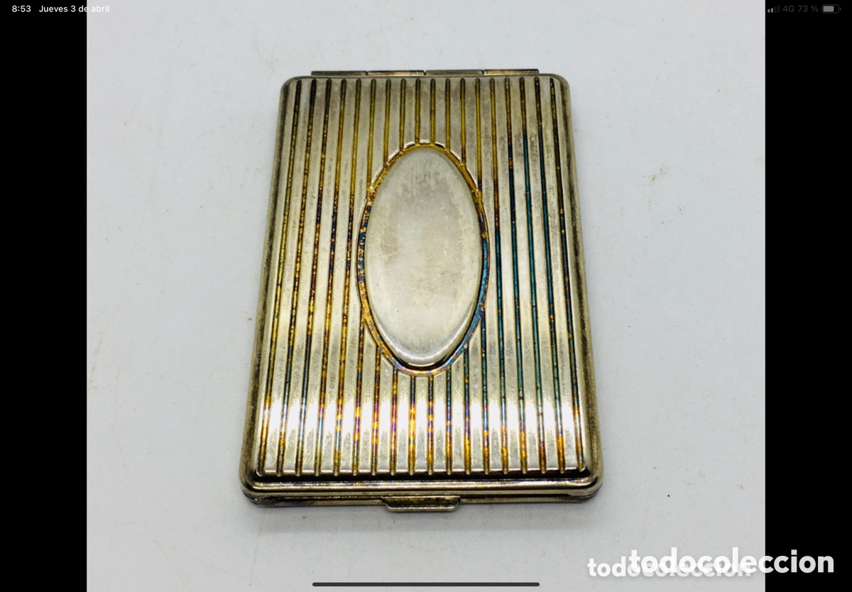 Antig&uuml;edades: Antigua Caja Espejo Plateada - Foto 2