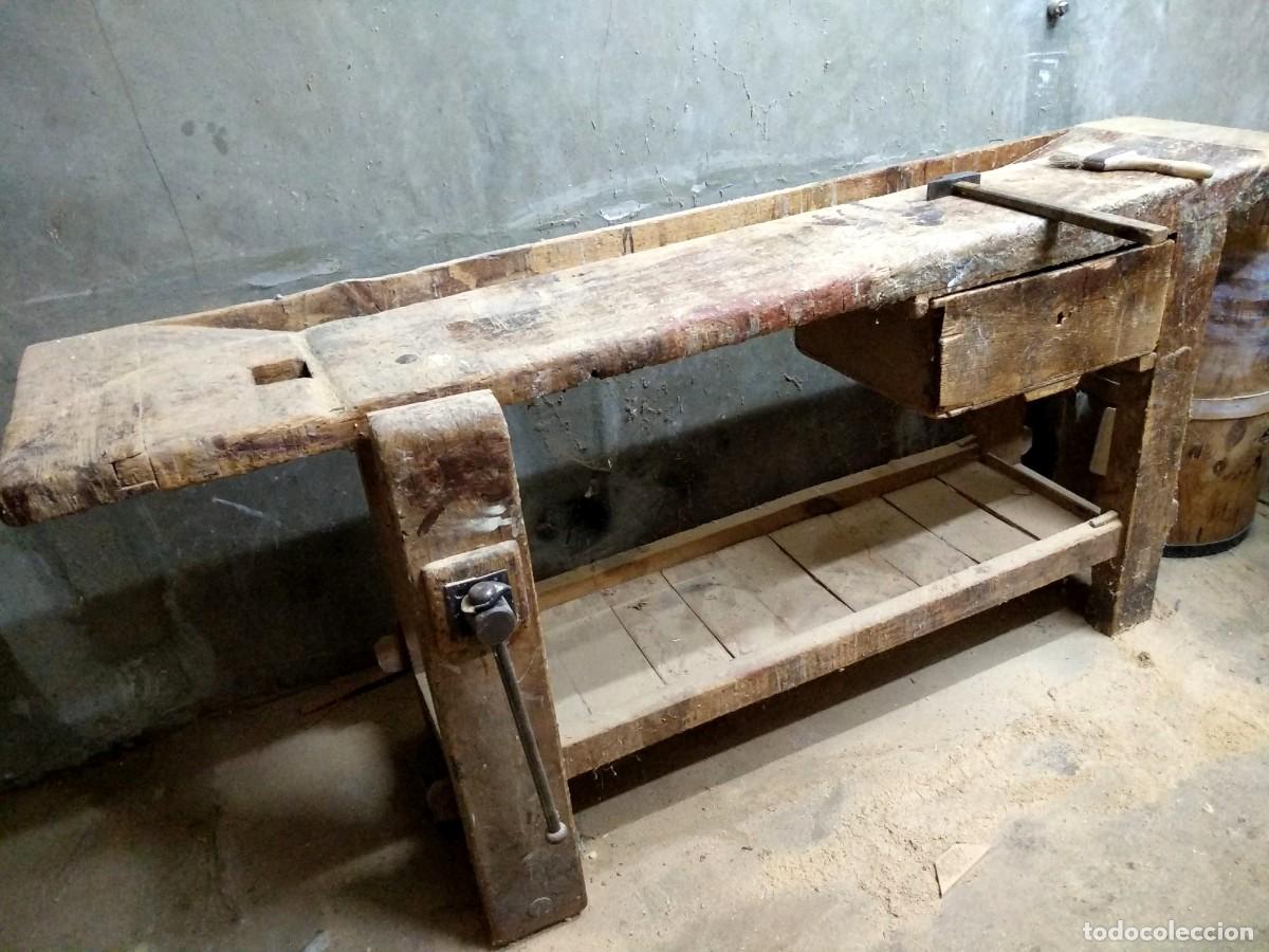Antig&uuml;edades: Banco de carpintero con cajon 195 largo - Foto 1