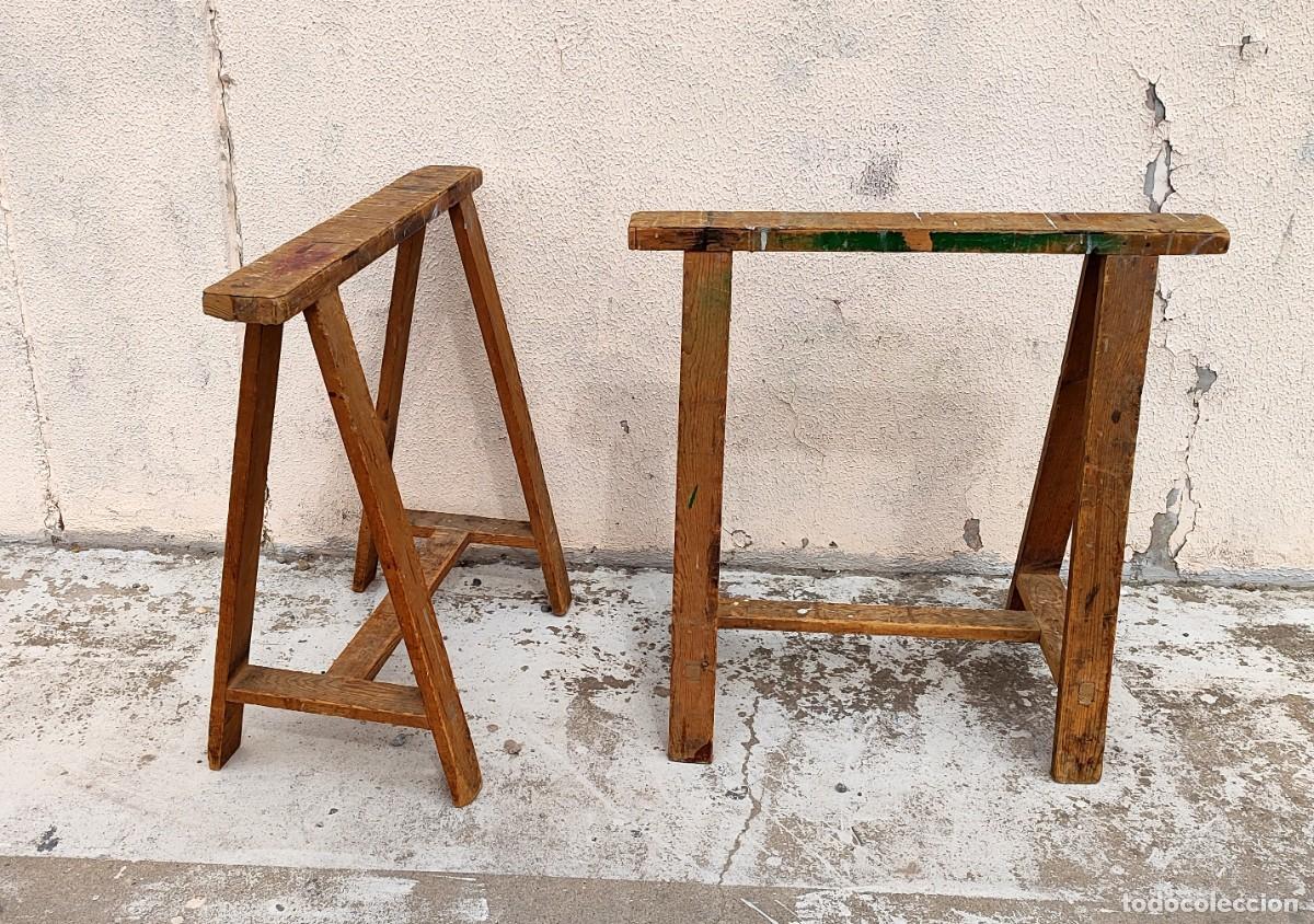 Antig&uuml;edades: Pareja de borriquetas de carpintero - Foto 3