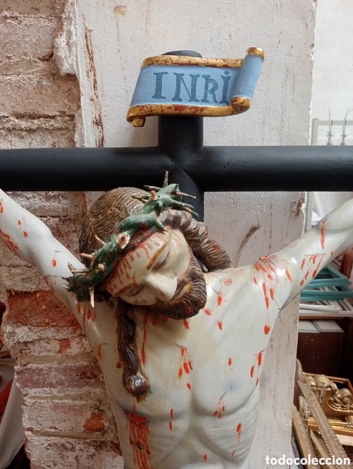 Antig&uuml;edades: Talla cristo madera con policrom&iacute;a - Foto 2