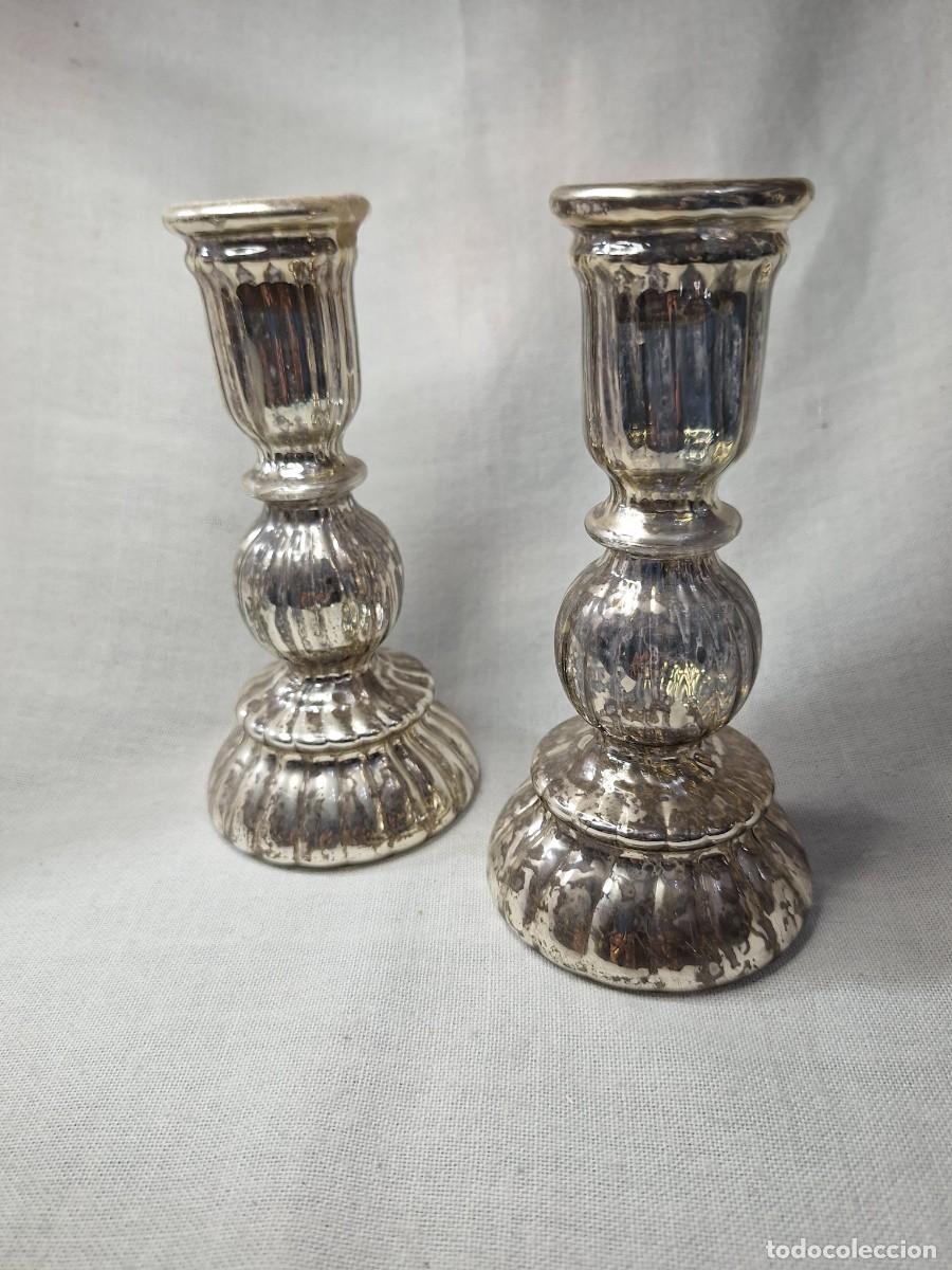 Antig&uuml;edades: Pareja de candeleros cristal - Foto 1