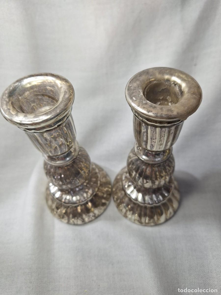 Antig&uuml;edades: Pareja de candeleros cristal - Foto 4