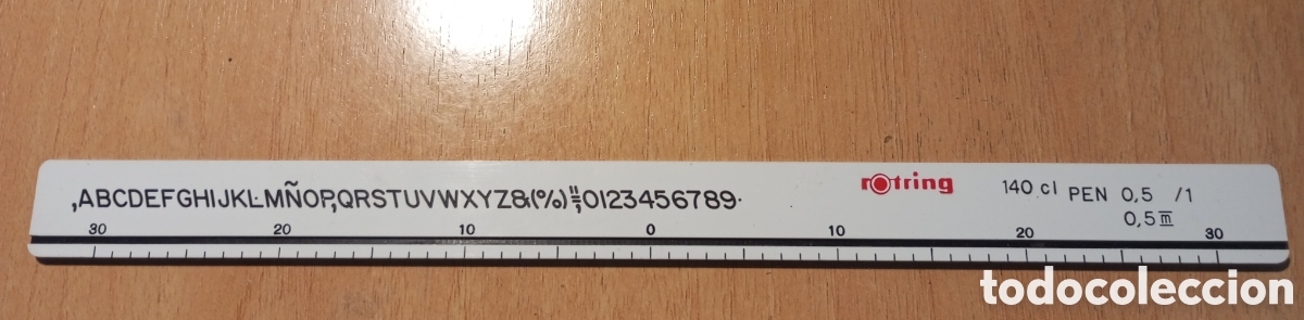 Antig&uuml;edades: Regleta para rotular letras rotring mide 26 cms - Foto 1