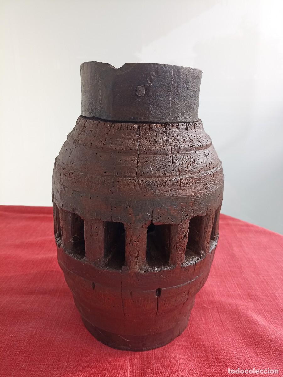 Antig&uuml;edades: BUJE O FAROL ANTIGUO DE MADERA - Foto 3