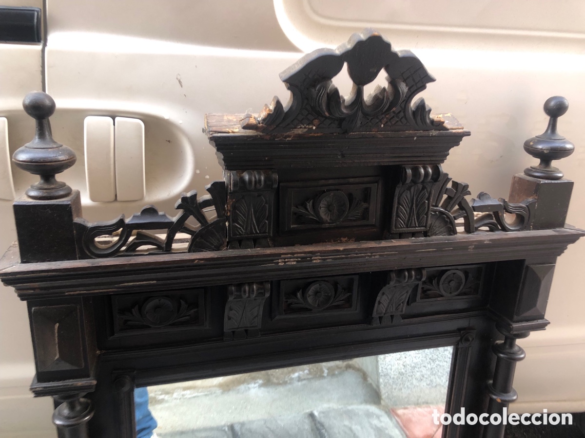 Antig&uuml;edades: Espejo de madera ebonizada de pared - Foto 3