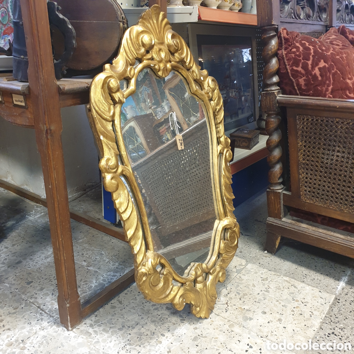 Antig&uuml;edades: Antiguo espejo en pan de oro - Foto 1
