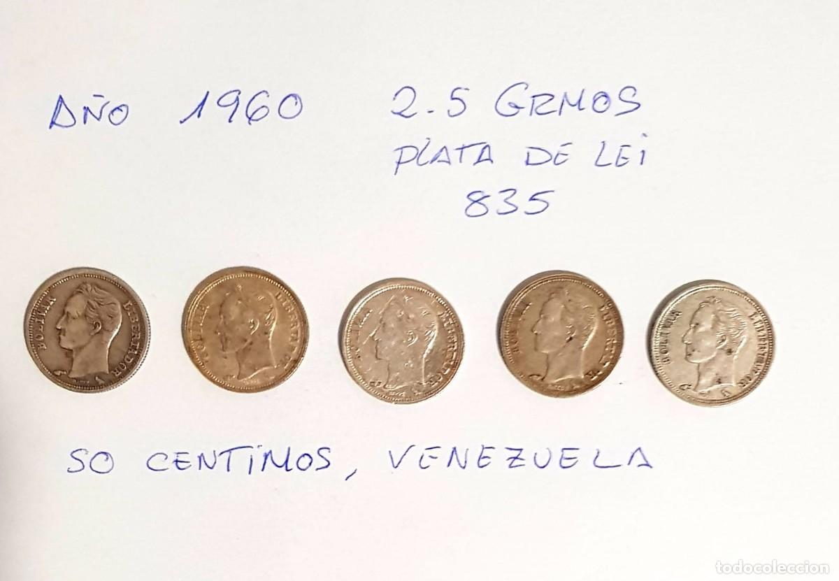 Antig&uuml;edades: LOTE DE 5 MONEDAS DE PLATA DE VENEZUELA - Foto 1
