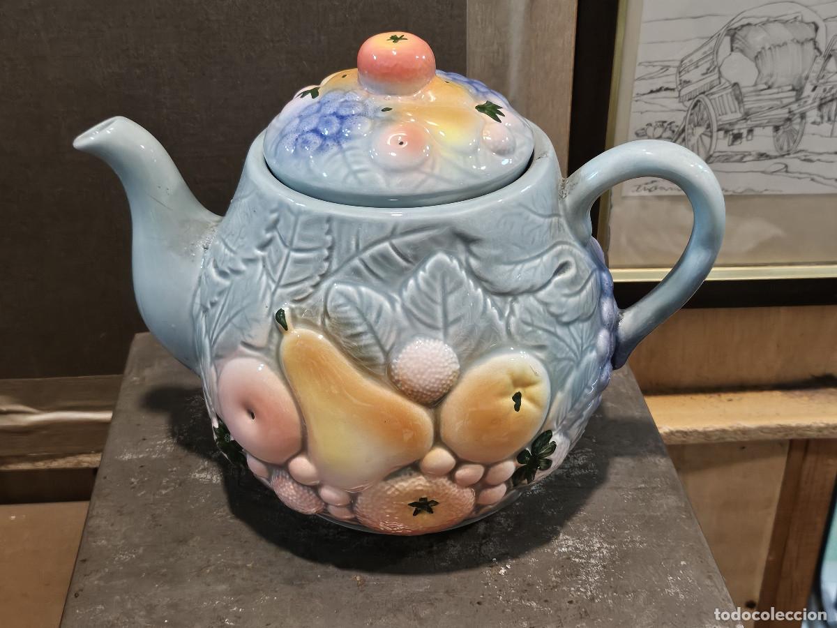 Antig&uuml;edades: tetera de ceramica frutas - Foto 1