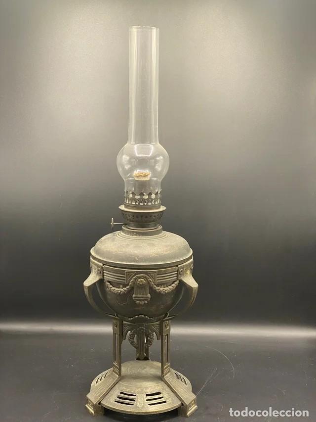 Antig&uuml;edades: + QUINQUE DE BRONCE ESTILO IMPERIO DE 56 CM - FUNCIONA LA MECHA - Foto 1