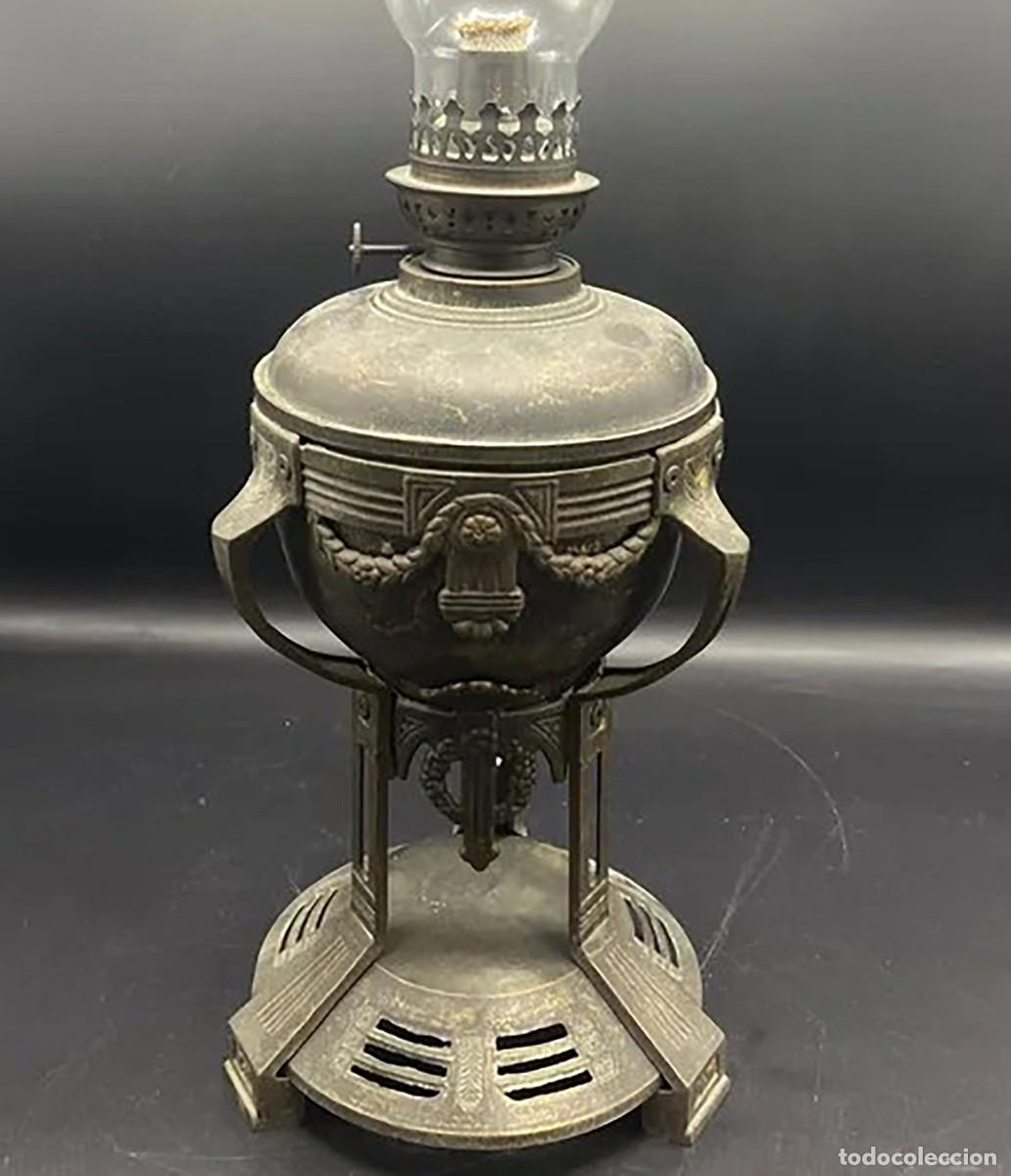 Antig&uuml;edades: + QUINQUE DE BRONCE ESTILO IMPERIO DE 56 CM - FUNCIONA LA MECHA - Foto 4