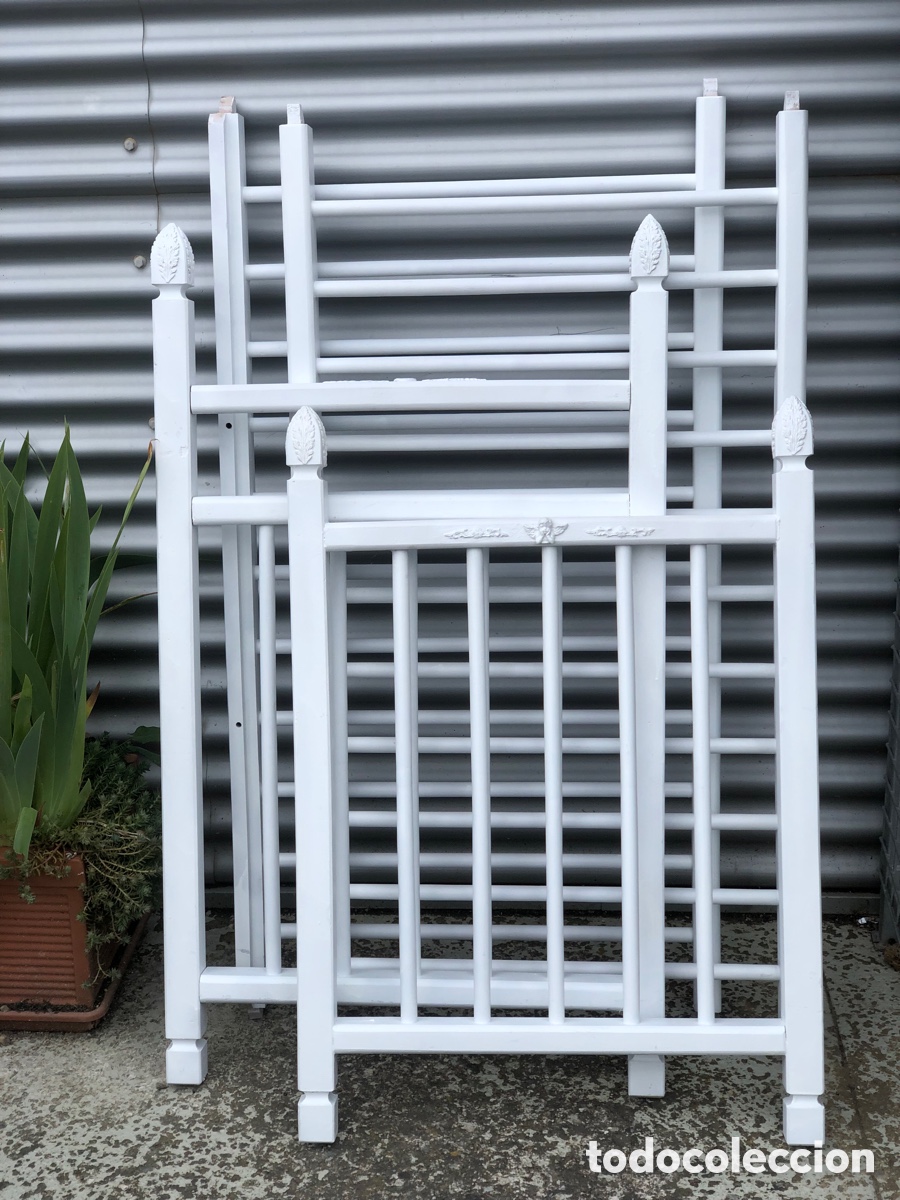 Antig&uuml;edades: CUNA DE MADERA TUNEADA BLANCA. - Foto 6