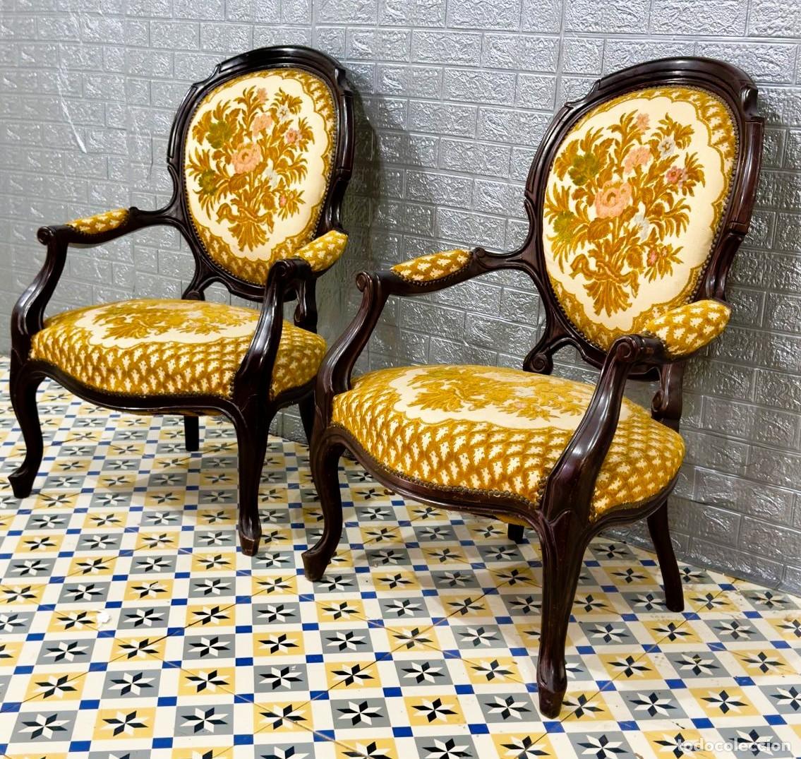 Antig&uuml;edades: Tresillo estilo Luis XV en madera de caoba - Foto 10