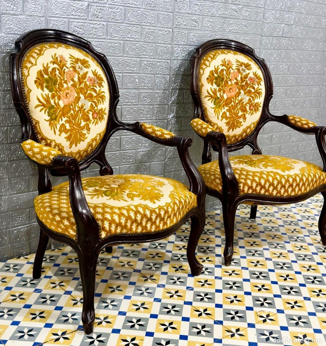 Antig&uuml;edades: Tresillo estilo Luis XV en madera de caoba - Foto 13