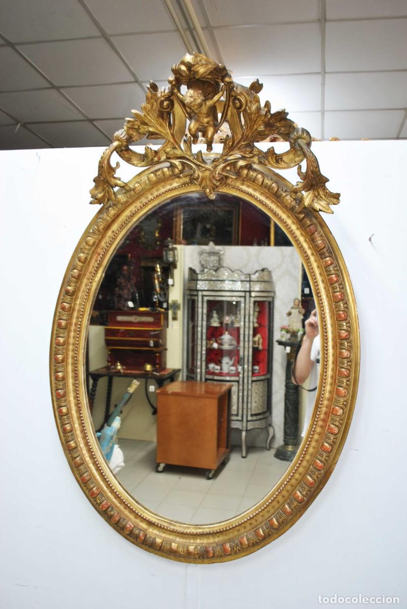 Antig&uuml;edades: ANTIGUO ESPEJO ORO ESTILO LUIS XVI - Foto 1
