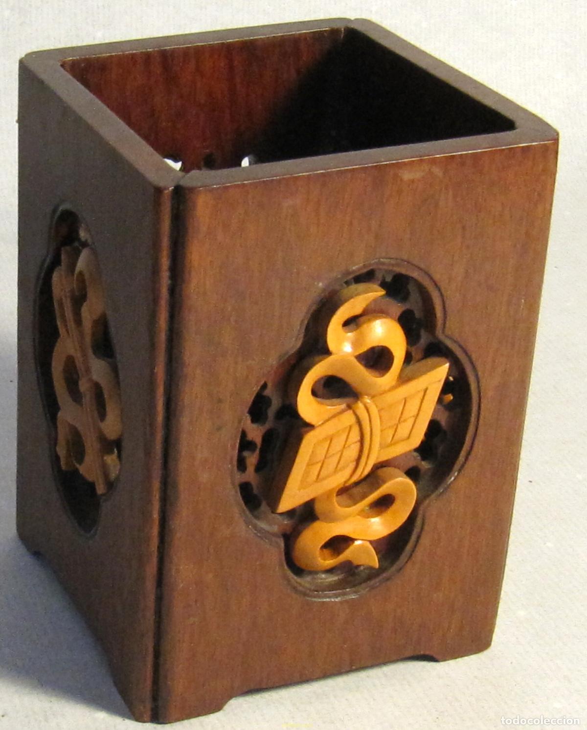 Antig&uuml;edades: BONITO RECIPIENTE DE MADERA 13x10X10cm - Foto 4