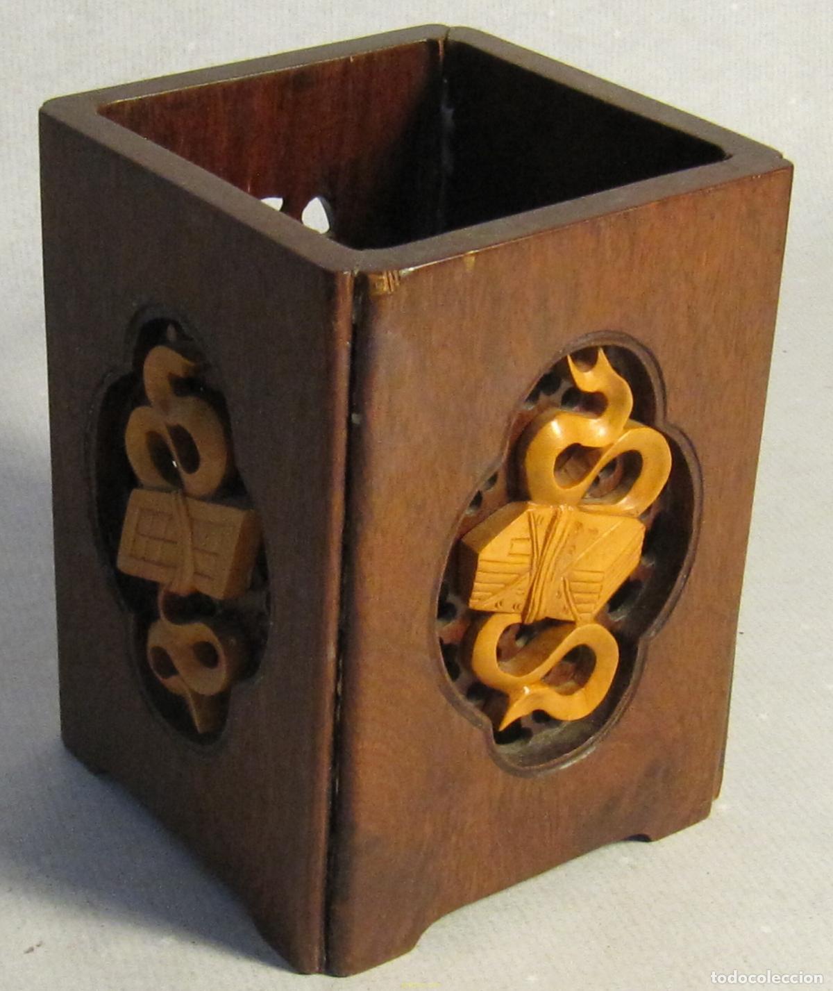 Antig&uuml;edades: BONITO RECIPIENTE DE MADERA 13x10X10cm - Foto 5