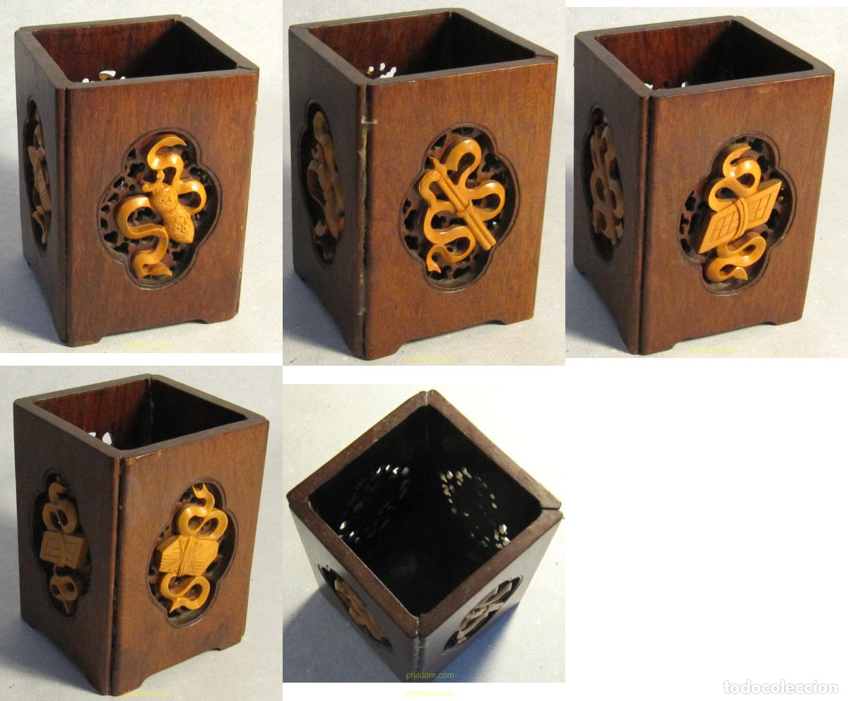 Antig&uuml;edades: BONITO RECIPIENTE DE MADERA 13x10X10cm - Foto 1