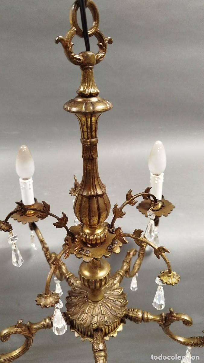 Antig&uuml;edades: LAMPARA DE TECHO DE BRONCE Y CRISTALES - Foto 10