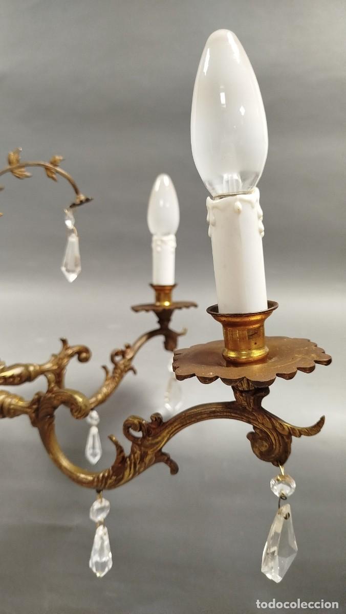 Antig&uuml;edades: LAMPARA DE TECHO DE BRONCE Y CRISTALES - Foto 11