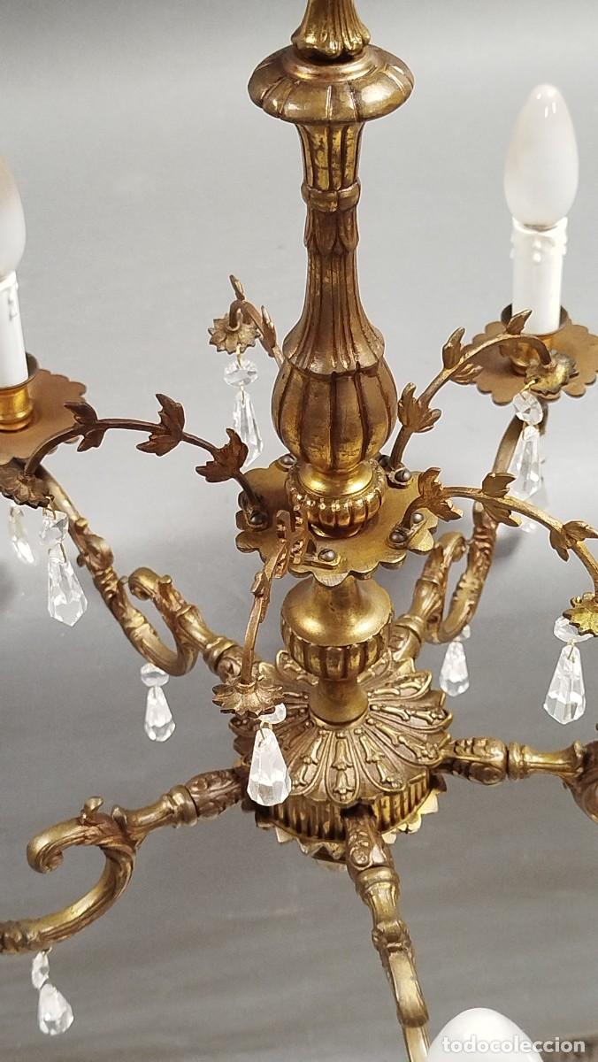 Antig&uuml;edades: LAMPARA DE TECHO DE BRONCE Y CRISTALES - Foto 13