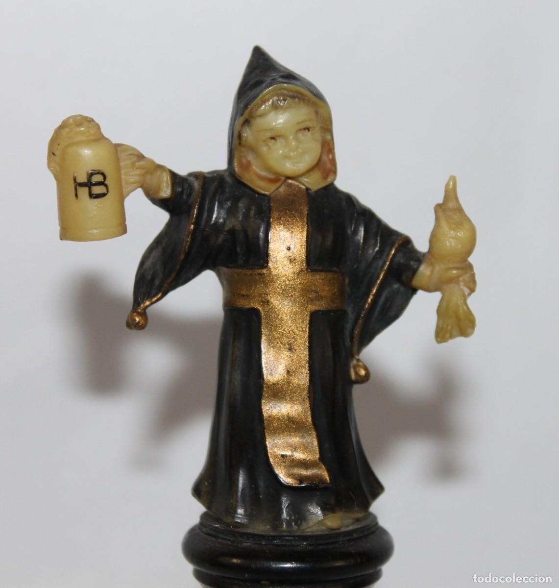 Antig&uuml;edades: Figura de celuloide con base de madera. Principios del siglo XX - Foto 2