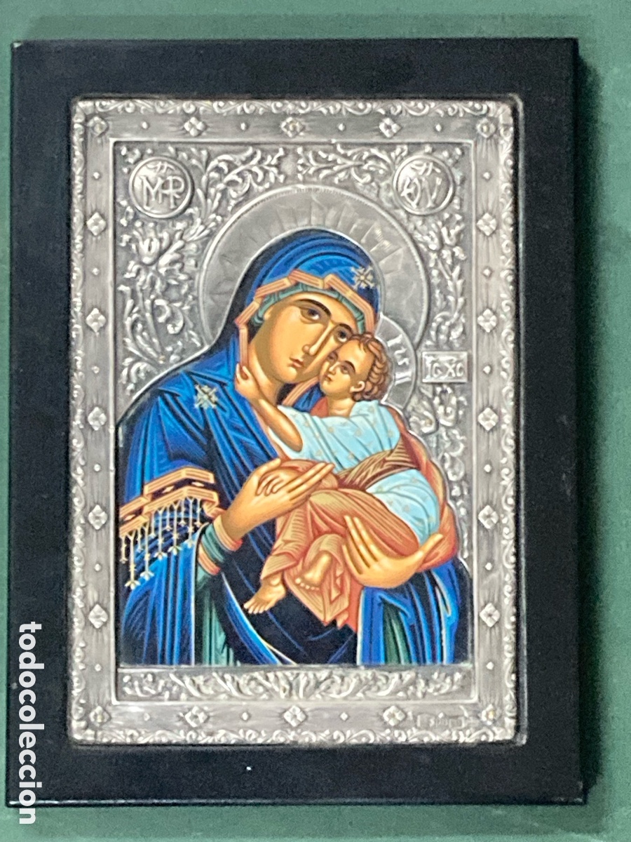Antig&uuml;edades: Cuadro Virgen ortodoxo en plata nuevo - Foto 1