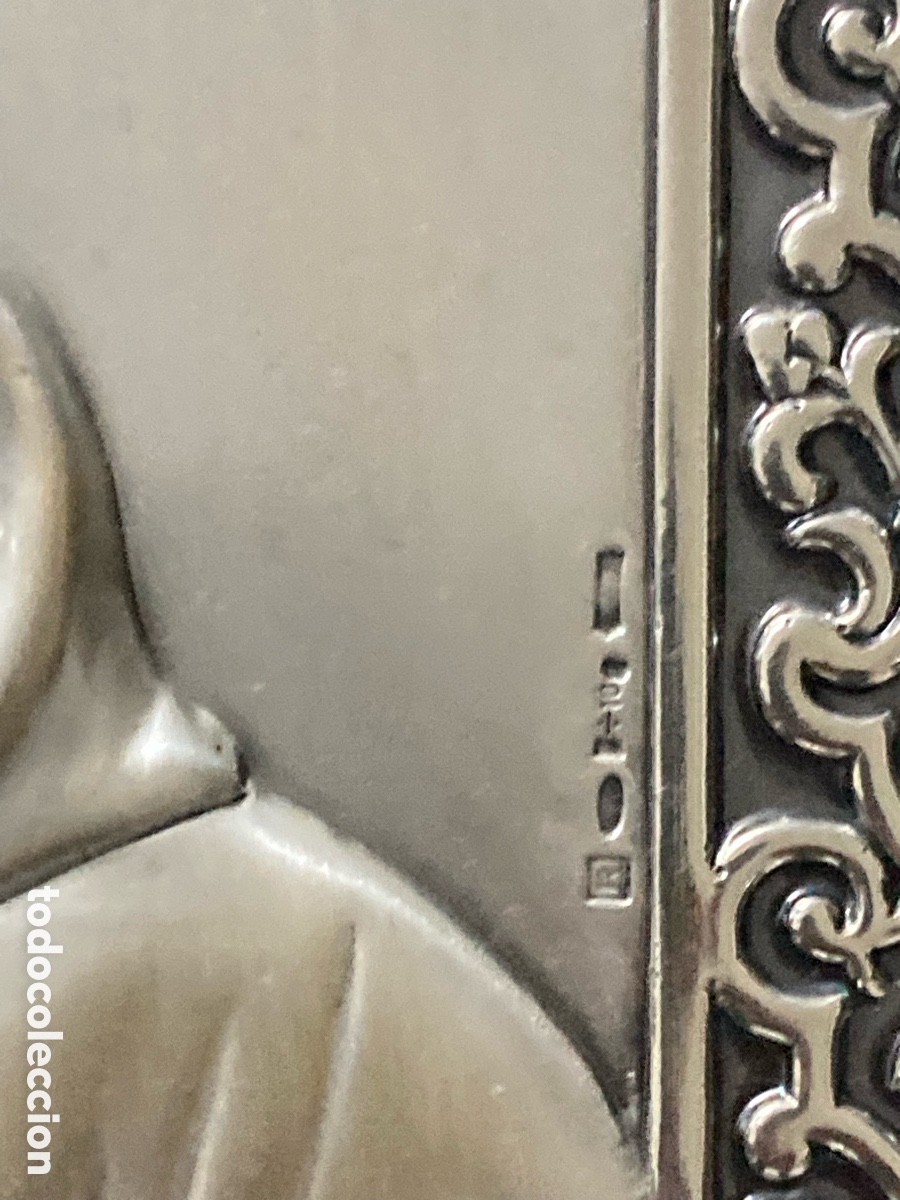 Antig&uuml;edades: Cuadro Padre Pio plata 925 nuevo - Foto 2