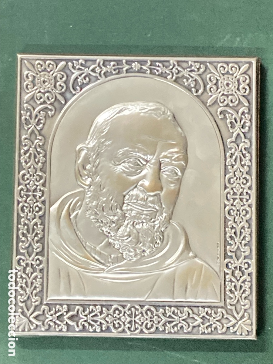 Antig&uuml;edades: Cuadro Padre Pio plata 925 nuevo - Foto 1